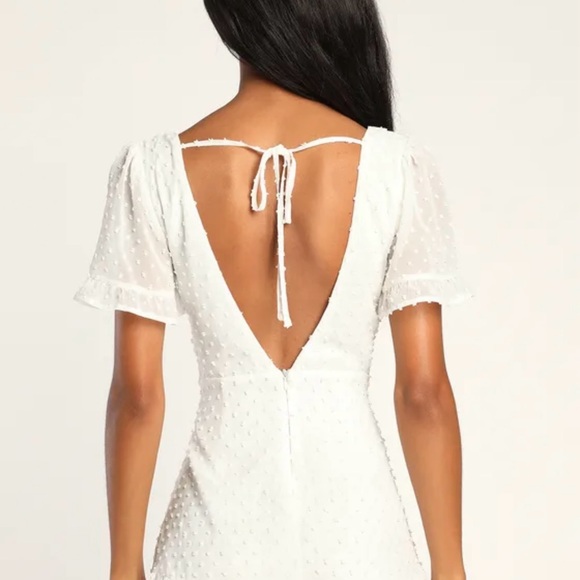 Lulus Always Your Darling White Swiss Dot Short Sleeve Mini Dress - Picture 3 of 4